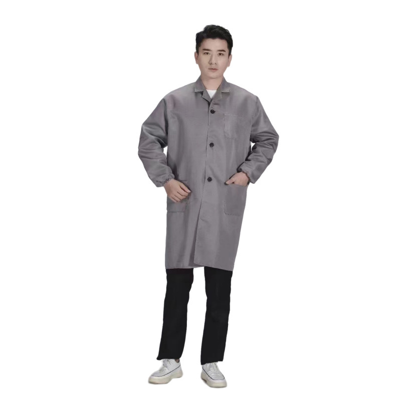 Darbinis paltas su logotipo spausdinimu pramonės cehui — medvilnės mišinio audinys, pamušalas medvilnė, keturių sezonų naudojimui, vyriškas