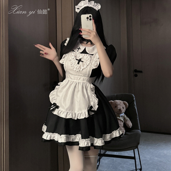 Cosplay šaty služobníčky, z polyesteru s elastanom (80–90% elastán), Lolita štýl, čerstvé a sladké, na hry a anime rolové hranie, jar 2024