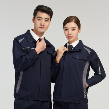 Unisex pracovný komplet s dlhým rukávom na jar a jeseň, bavlnená tkanina s odvádzaním vlhkosti, pre továreň/priemyselné prostredie