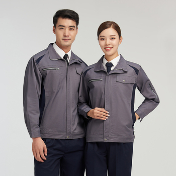 Unisex pracovný komplet s dlhým rukávom na jar a jeseň, bavlnená tkanina s odvádzaním vlhkosti, pre továreň/priemyselné prostredie