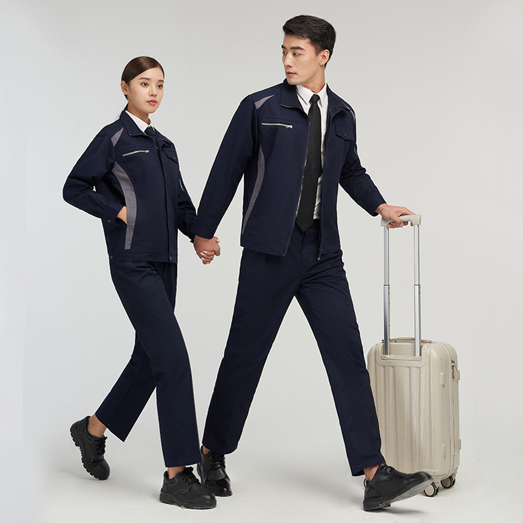 Unisex pracovný komplet s dlhým rukávom na jar a jeseň, bavlnená tkanina s odvádzaním vlhkosti, pre továreň/priemyselné prostredie