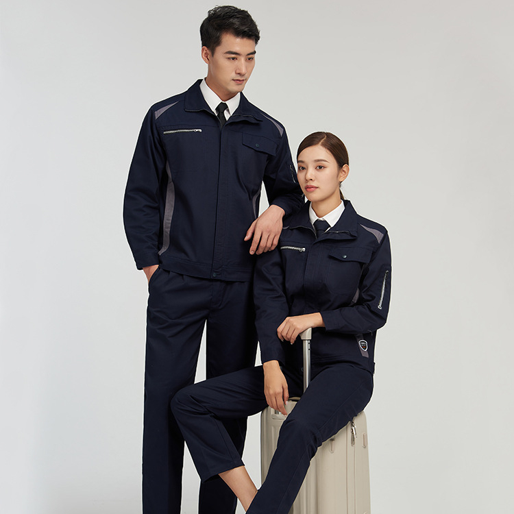 Unisex pracovný komplet s dlhým rukávom na jar a jeseň, bavlnená tkanina s odvádzaním vlhkosti, pre továreň/priemyselné prostredie