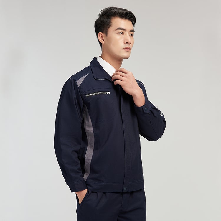 Unisex pracovný komplet s dlhým rukávom na jar a jeseň, bavlnená tkanina s odvádzaním vlhkosti, pre továreň/priemyselné prostredie