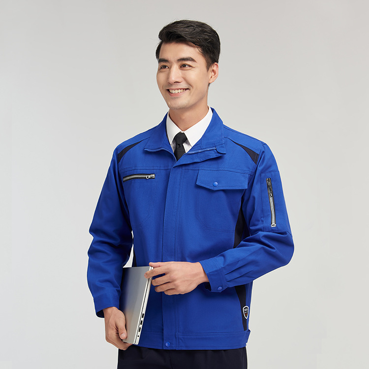 Unisex pracovný komplet s dlhým rukávom na jar a jeseň, bavlnená tkanina s odvádzaním vlhkosti, pre továreň/priemyselné prostredie