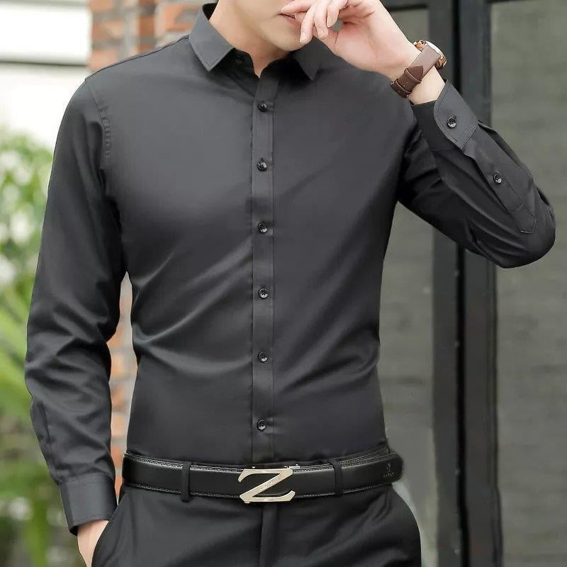 Slim-fit üzleti férfiing, hosszú ujjú, négyszögletes gallér