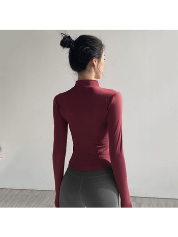 Комплект спортно облекло за йога с дълъг ръкав и яке с цип (материя: найлон; съдържание: 70–80%; сезон: 2025 есен; дълъг ръкав; топ комплект)