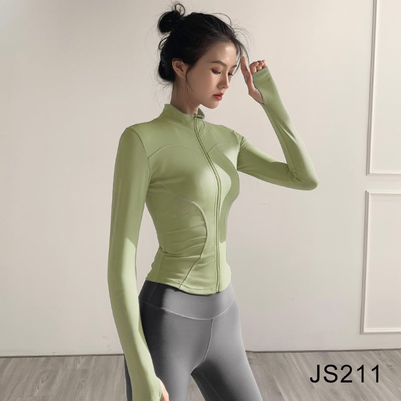 Комплект спортно облекло за йога с дълъг ръкав и яке с цип (материя: найлон; съдържание: 70–80%; сезон: 2025 есен; дълъг ръкав; топ комплект)