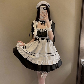 Cosplay šaty slúžky – japonský štýl, roztomilé Lolita školské šaty MR-202, polyester (80–90%), jar 2025, na anime role-playing