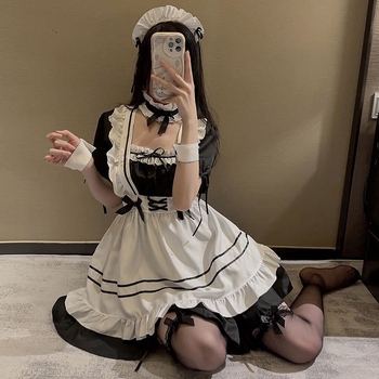 Cosplay šaty slúžky – japonský štýl, roztomilé Lolita školské šaty MR-202, polyester (80–90%), jar 2025, na anime role-playing