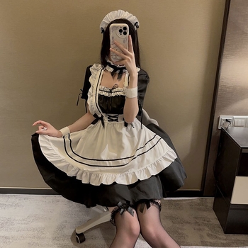 Cosplay šaty slúžky – japonský štýl, roztomilé Lolita školské šaty MR-202, polyester (80–90%), jar 2025, na anime role-playing