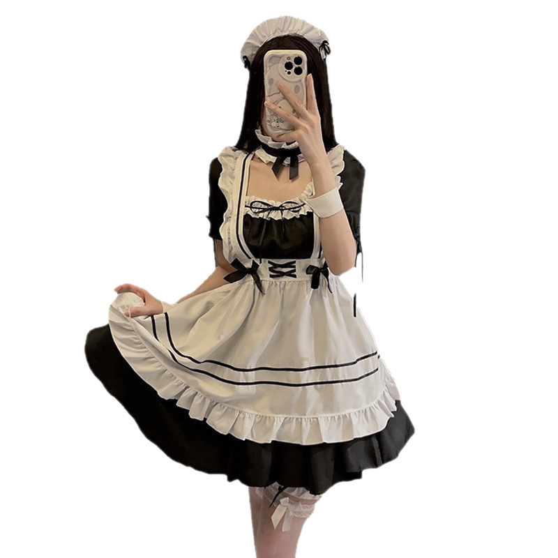 Cosplay šaty slúžky – japonský štýl, roztomilé Lolita školské šaty MR-202, polyester (80–90%), jar 2025, na anime role-playing