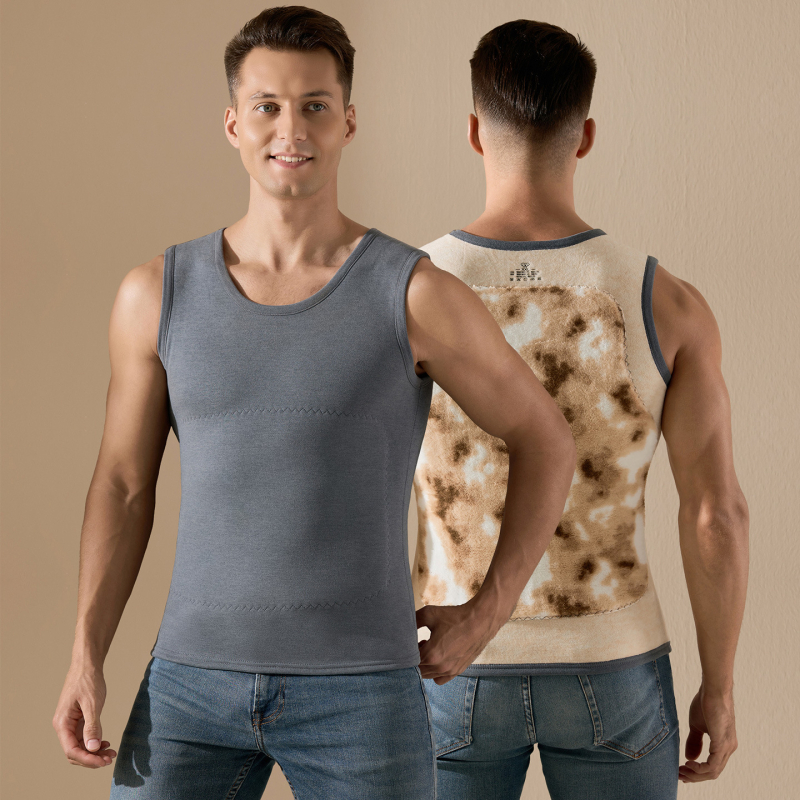 Muška zimska termo vest s fleec podstavom, prilagodljiv kroj, debeli materijal, 95% poliester