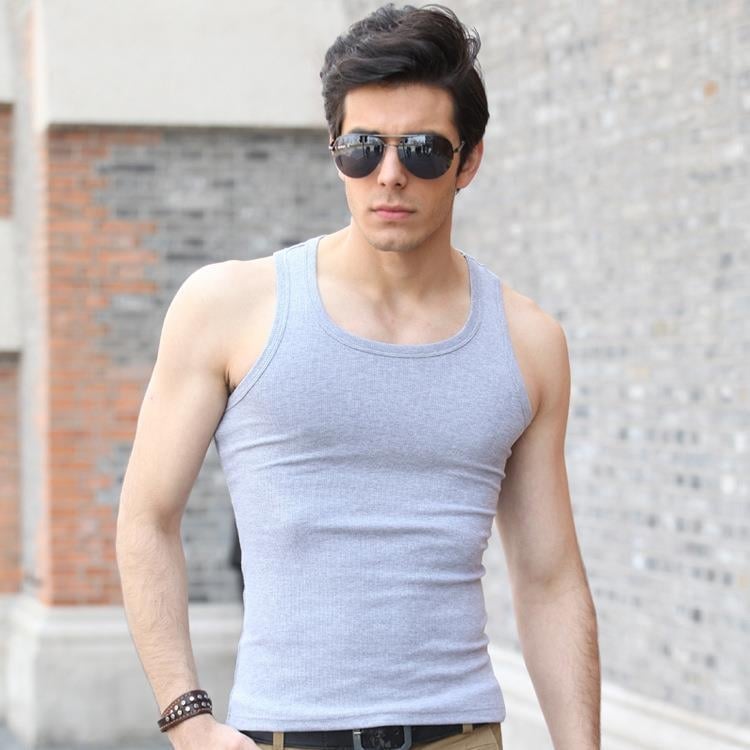 Pánske tielko bez rukávov, kórejský štýl, ležérny športový (100% polyester; tenká látka 121–140 g/m2; okrúhly výstrih; vhodné na všetky ročné obdobia)