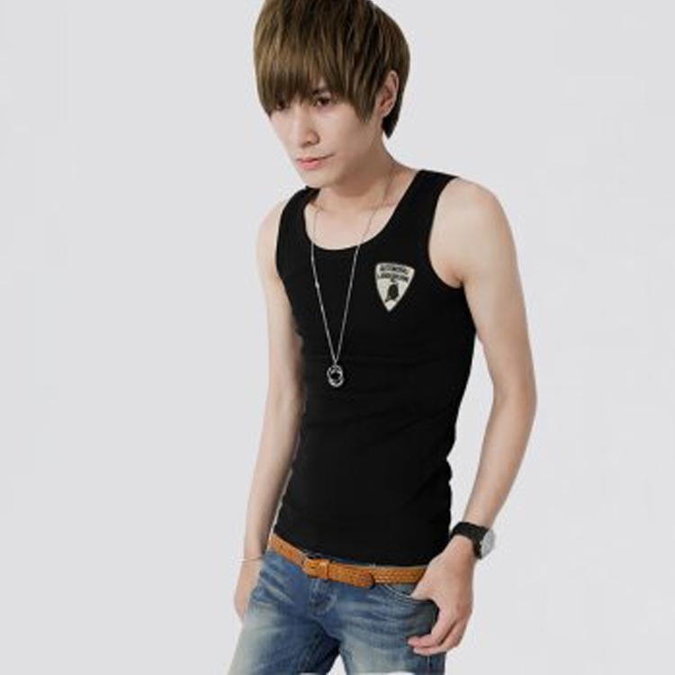 Pánske tielko bez rukávov, kórejský štýl, ležérny športový (100% polyester; tenká látka 121–140 g/m2; okrúhly výstrih; vhodné na všetky ročné obdobia)