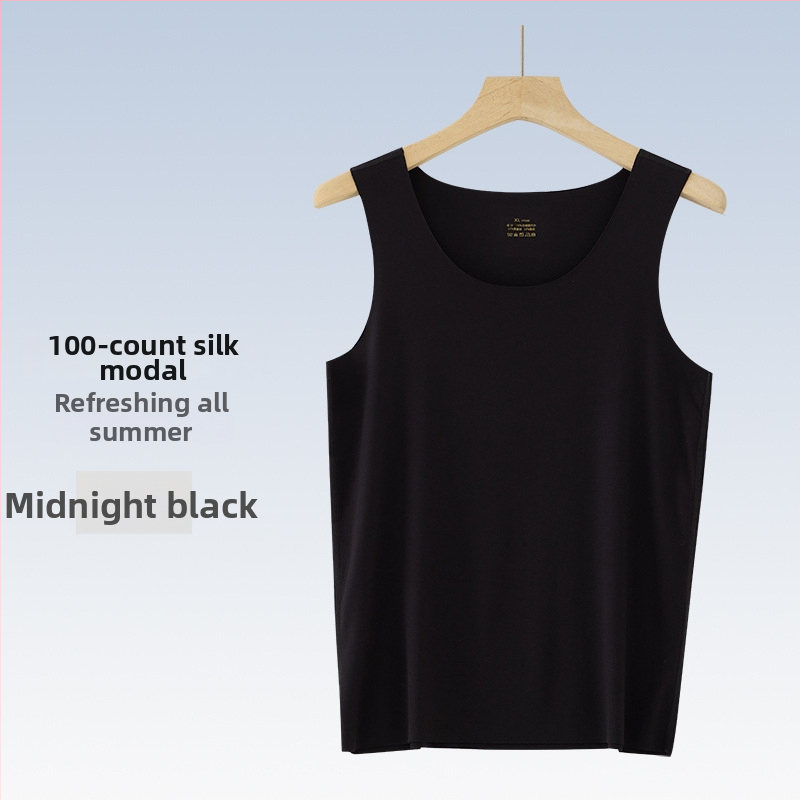 Pánske tielko bez rukávov, Mulberry Silk Modal zmes, kruhový výstrih, ľahké 121–140 g/m², športový štýl