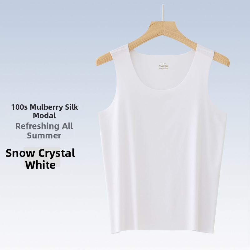 Pánske tielko bez rukávov, Mulberry Silk Modal zmes, kruhový výstrih, ľahké 121–140 g/m², športový štýl