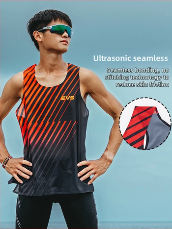 Мъжки спортен потник за бягане – дишащ полиестер, бързосъхнещ, райета, за атлетика