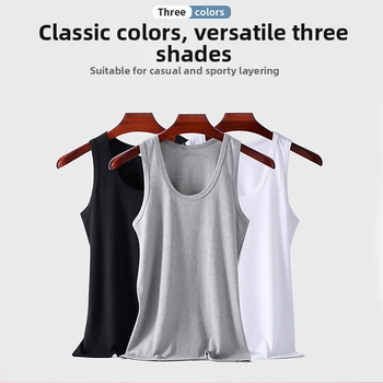 Pánske bavlnené tielko na základný vrstvy, 90–95% bavlna, kruhový výstrih, univerzálny štýl