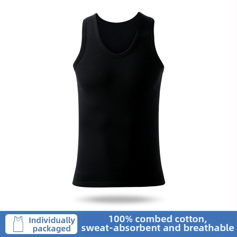 Pánske bavlnené tielko na základný vrstvy, 90–95% bavlna, kruhový výstrih, univerzálny štýl