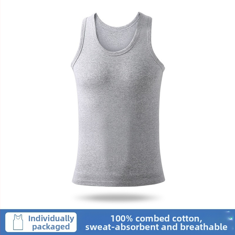 Pánske bavlnené tielko na základný vrstvy, 90–95% bavlna, kruhový výstrih, univerzálny štýl