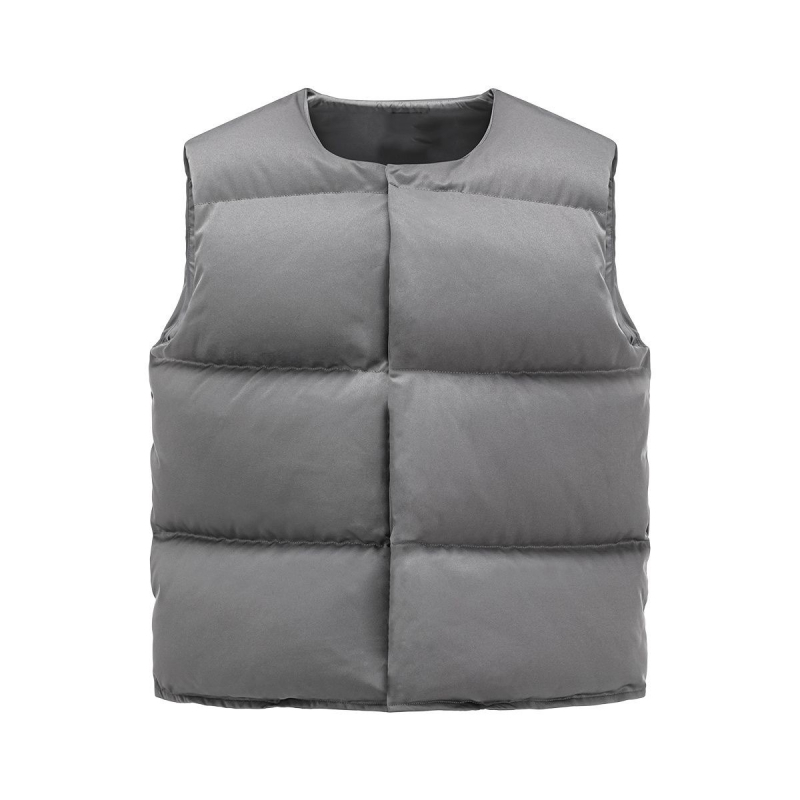 Pánska hrubšia bavlnená vypchávacia vesta, voľný strih, polyesterová tkanina, bavlnené výplň
