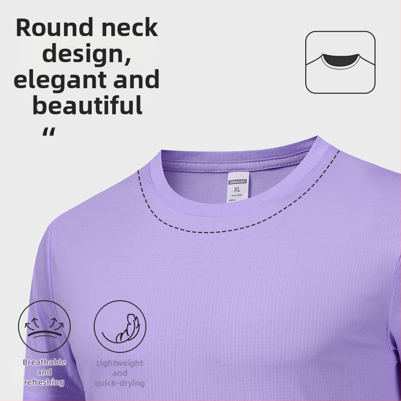 Pánsky rýchloschnúci športový komplet na leto a jar – vonkajšie behanie, krátke rukávy, okrúhly výstrih, polyesterový materiál