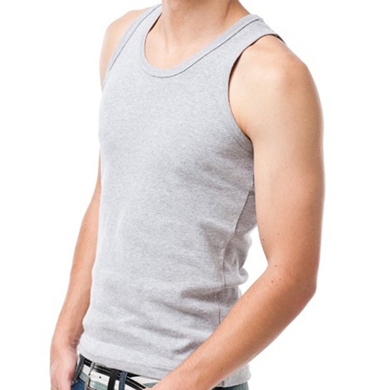 Pánske tielko bez rukávov z rebrovaného bavlneného materiálu, priedušné, tenké 121–140 g/m², 95–100% bavlna, športový základný kúso k pre všetky ročné obdobia