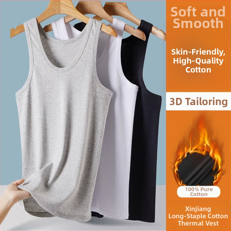 Pánske bavlnené bezrukávové tielko, športový štýl (100% bavlna, nízky golier, 161–180 g/m², jar-leto-jeseň)