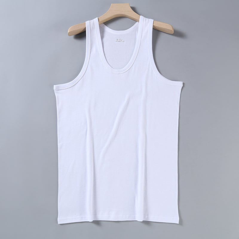 Pánske bavlnené bezrukávové tielko, športový štýl (100% bavlna, nízky golier, 161–180 g/m², jar-leto-jeseň)