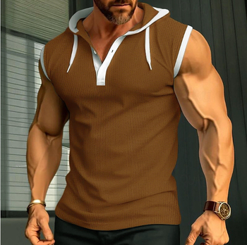 Bez rukava majica-vest, labav kroj, sportski stil, mješavina poliestera 95% i spandeksa 5%, bočne džepove