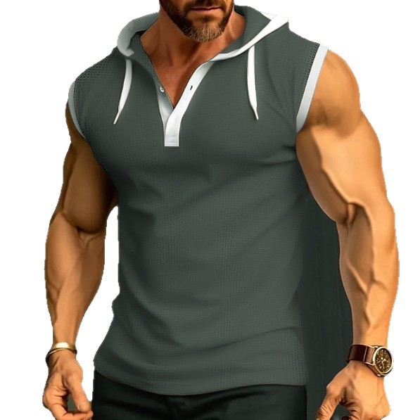 Bez rukava majica-vest, labav kroj, sportski stil, mješavina poliestera 95% i spandeksa 5%, bočne džepove