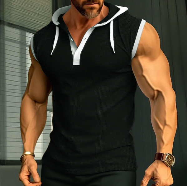 Bez rukava majica-vest, labav kroj, sportski stil, mješavina poliestera 95% i spandeksa 5%, bočne džepove