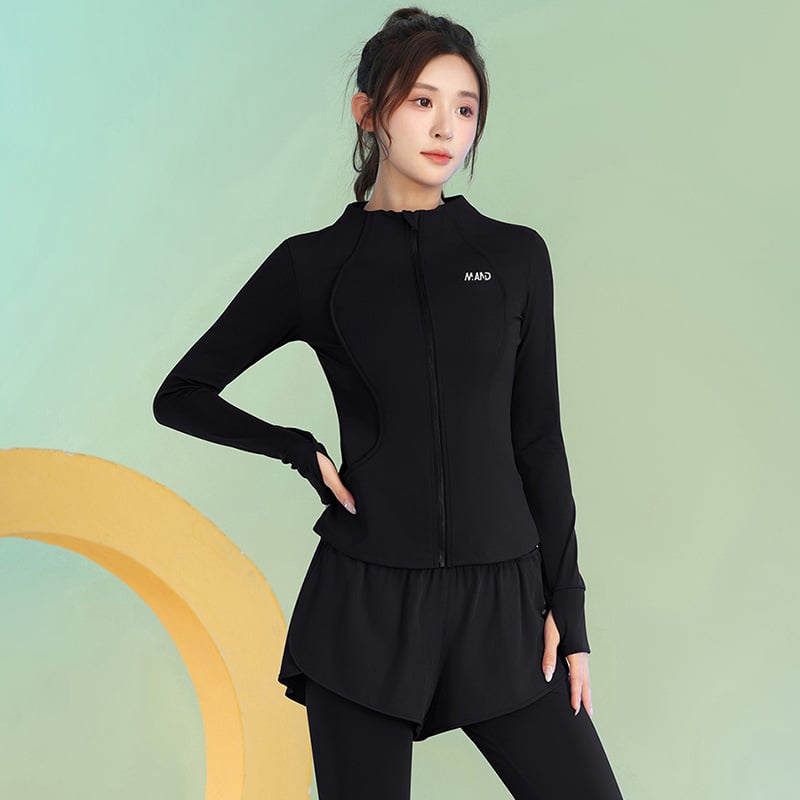 Женски есенен йога комплект - дълъг ръкав, бързосъхнещо облекло за фитнес с дълги панталони, материи: найлон/спандекс/полиестер, есен 2025