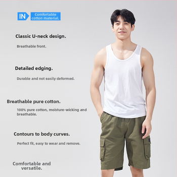 Pánske tielko zo 100% bavlny, V-krk, tenká látka, model XI58811, letné obdobie