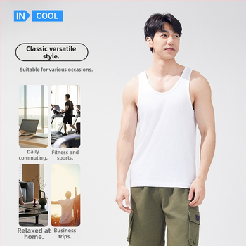 Pánske tielko zo 100% bavlny, V-krk, tenká látka, model XI58811, letné obdobie