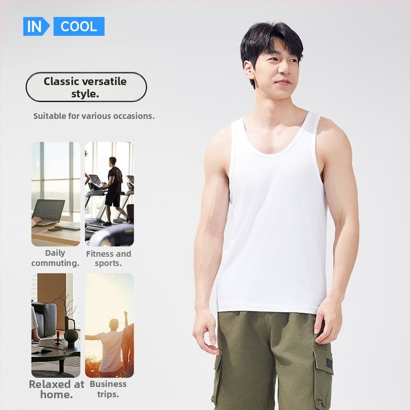 Vyrų nugaros liemenė iš 100% medvilnės, V kaklo iškirptė, plonas audinys, modelis XI58811, vasaros sezonas