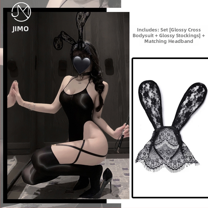 Set body s otvorom, priehľadný lesklý polyester, štýl čongszam/uniforma pre hranie rolov