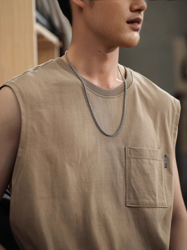 Sportska vesta - slobodan kroj, 96% poliester, retro stil, džep s patchom Mingji