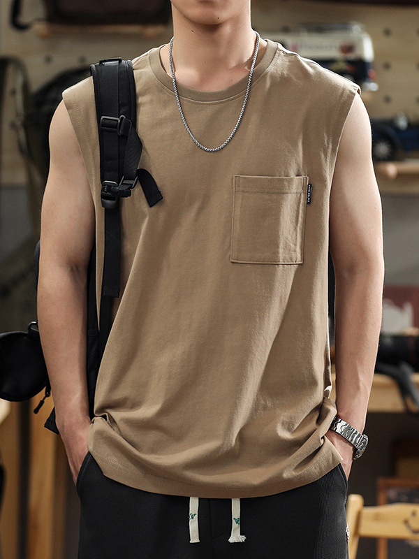 Sportska vesta - slobodan kroj, 96% poliester, retro stil, džep s patchom Mingji