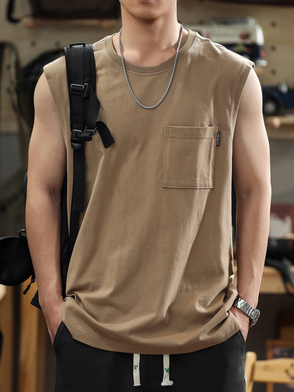 Sportska vesta - slobodan kroj, 96% poliester, retro stil, džep s patchom Mingji