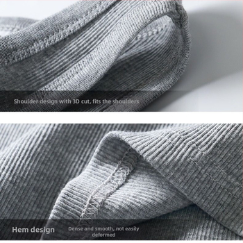 Pánska vesta v tvare I pre fitness, bavlna, savujúca pot, hrubý úplet 2x2, kruhový výstrih