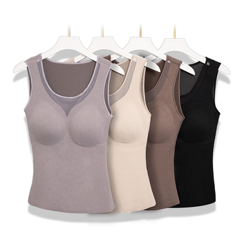 Termálna vesta z polyesterového vlákna, teplá, zamatová podšívka, hrubá tkanina, okrúhly výstrih