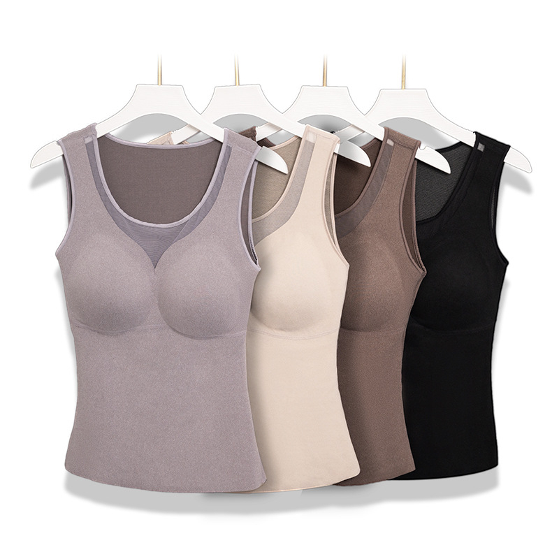 Termálna vesta z polyesterového vlákna, teplá, zamatová podšívka, hrubá tkanina, okrúhly výstrih