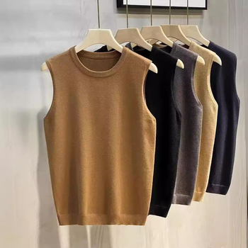 Vesta tricotată fără mâneci pentru bărbați, stil japonez, design retro, toamnă-iarnă, poliester 90%