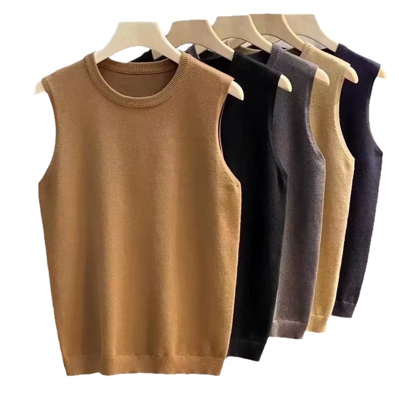 Vesta tricotată fără mâneci pentru bărbați, stil japonez, design retro, toamnă-iarnă, poliester 90%