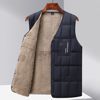 Muška vesta od poliestera s fleec podstavom, prilagođeni kroj, zimsko casual vanjsko, bočni džepovi