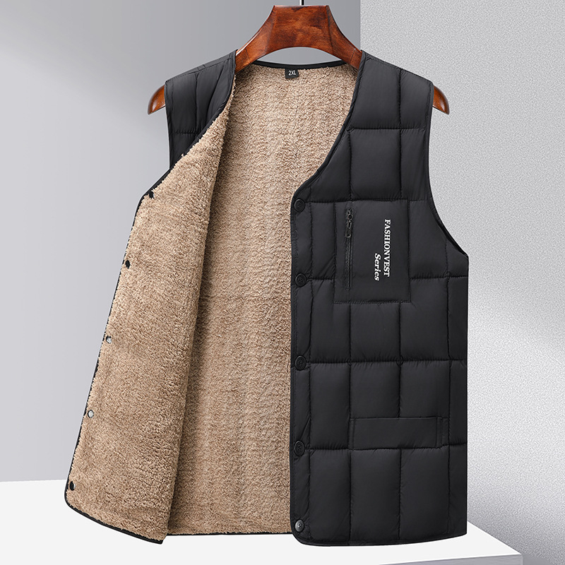 Muška vesta od poliestera s fleec podstavom, prilagođeni kroj, zimsko casual vanjsko, bočni džepovi