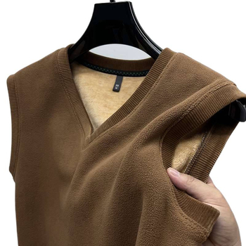 Kordurova vest s V-izrezom, prugasti uzorak, debela, slobodan kroj