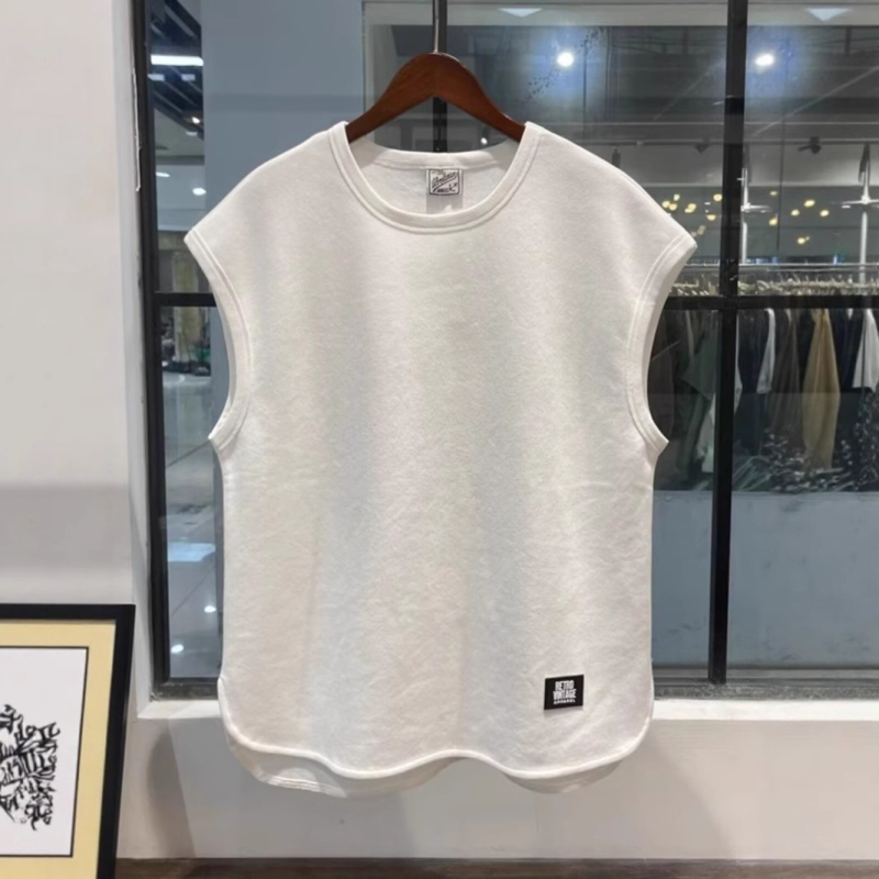 Muška bezrukavna T-shirt vesta, labav kroj, sportski stil, tkanina poliestera s Milk Silk, 95% poliestera, ljeto