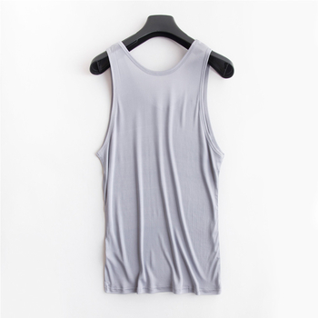 Vesta z hodváb z moruše, bez rukávov, s širokými ramenami, guľatý výstrih, tenká pletenina, leto